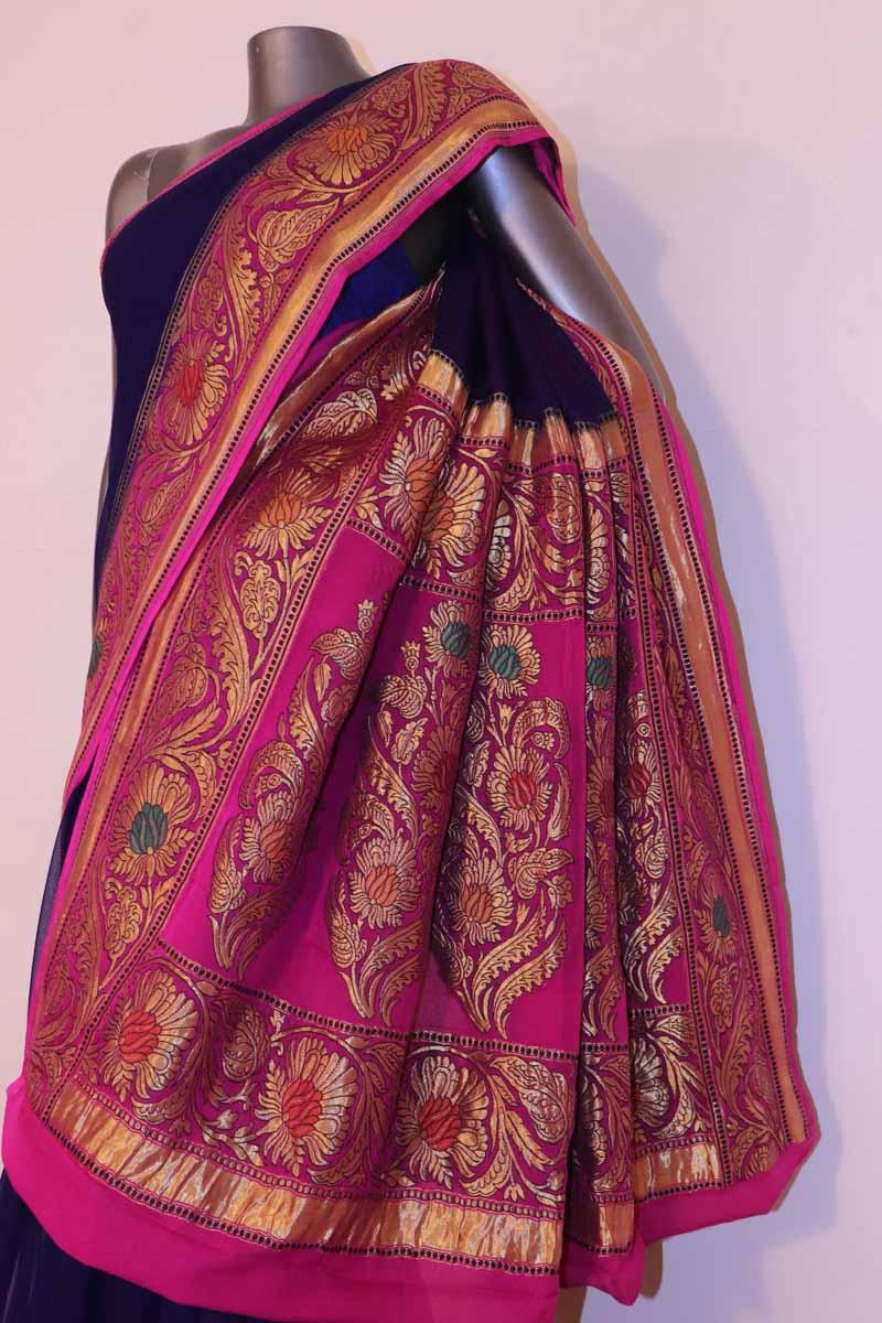 Designer & Grand Meenakari Banarasi Georgette Silk Saree AG202445